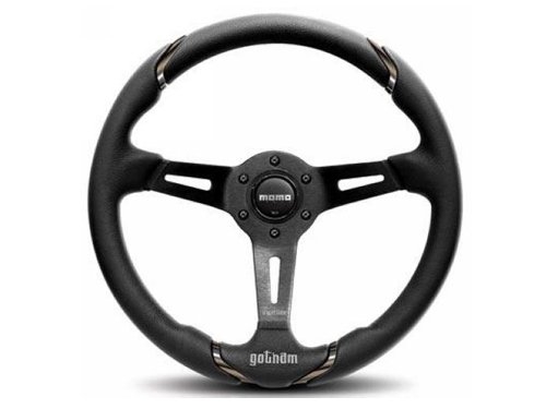 Momo Gotahm Steering Wheel 350MM, Black Leather, Black Spokes