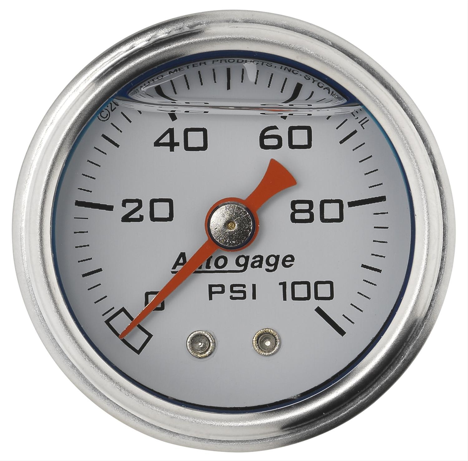 AutoMeter 2177 Liquid Filled Mechanical Fuel Pressure Gauge 100 PSI - 1.5" White
