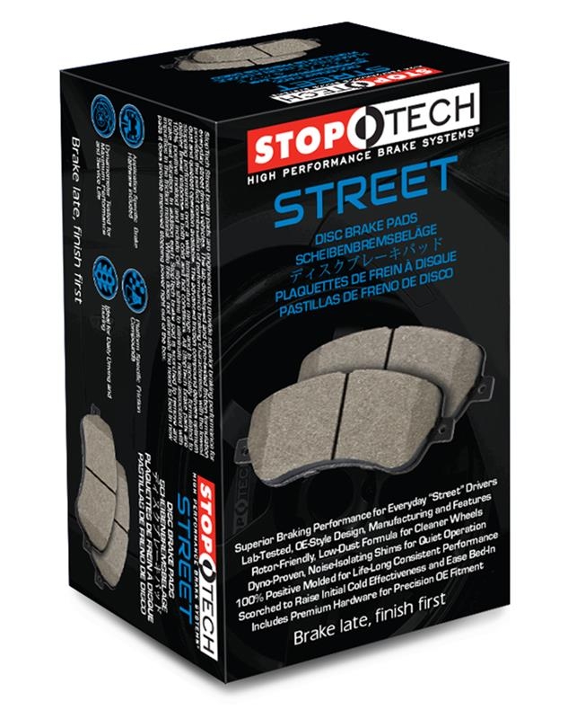 Stoptech Street Brake Pads, Sport Model w/ Akebono Calipers, Front - Nissan 370Z, Z / Infiniti G37 Q50 Q60 Q70 M37 M56 FX50