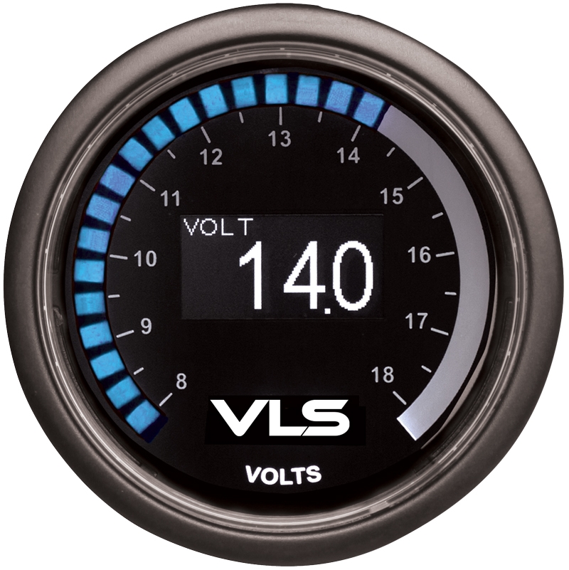 Revel VLS Voltage Gauge 52mm, 8 Volts to 18 Volts Digital OLED Display w/ Mounting Kit