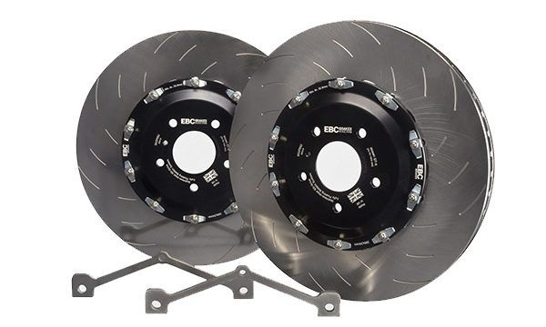 EBC Racing 2-Piece Replacement Front Rotors w/ Hardware & Hats 390mm x 34mm - Nissan GT-R 09-11 R35