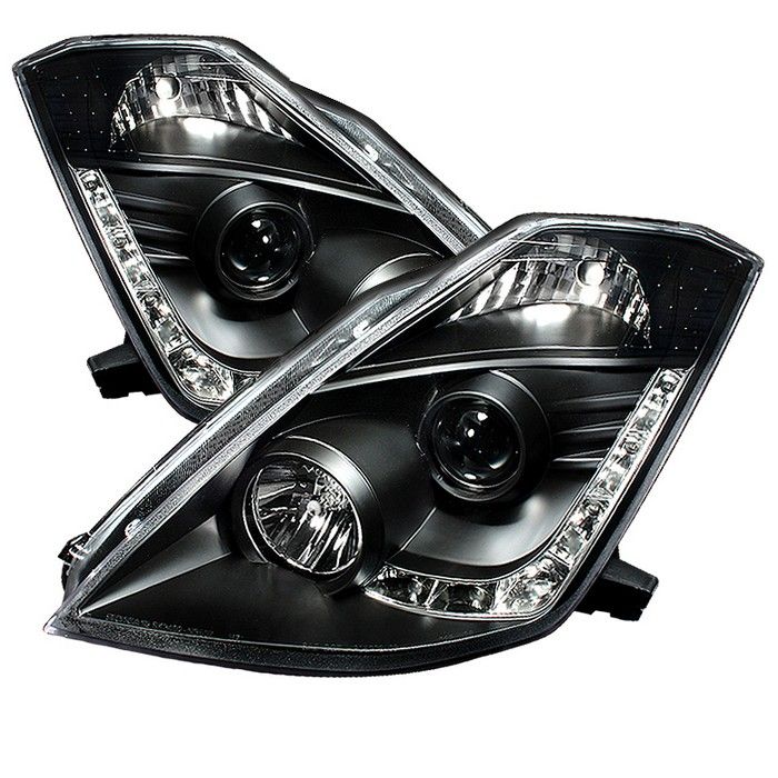 Spyder DRL Black Headlight Set,  Xenon/HID Model Only - Nissan 350Z 03-05 Z33