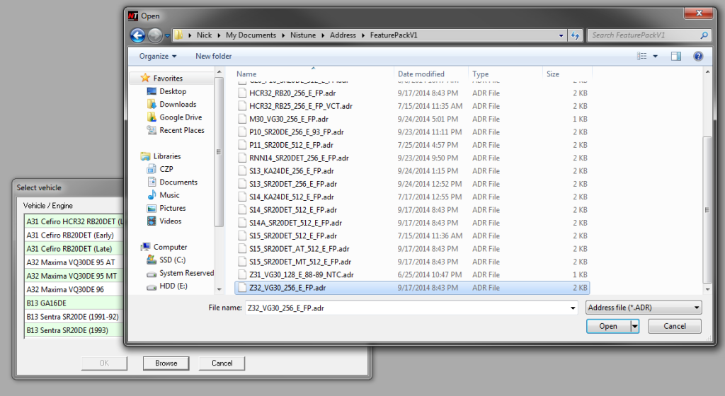 Manually Selecting the FP Address File. 