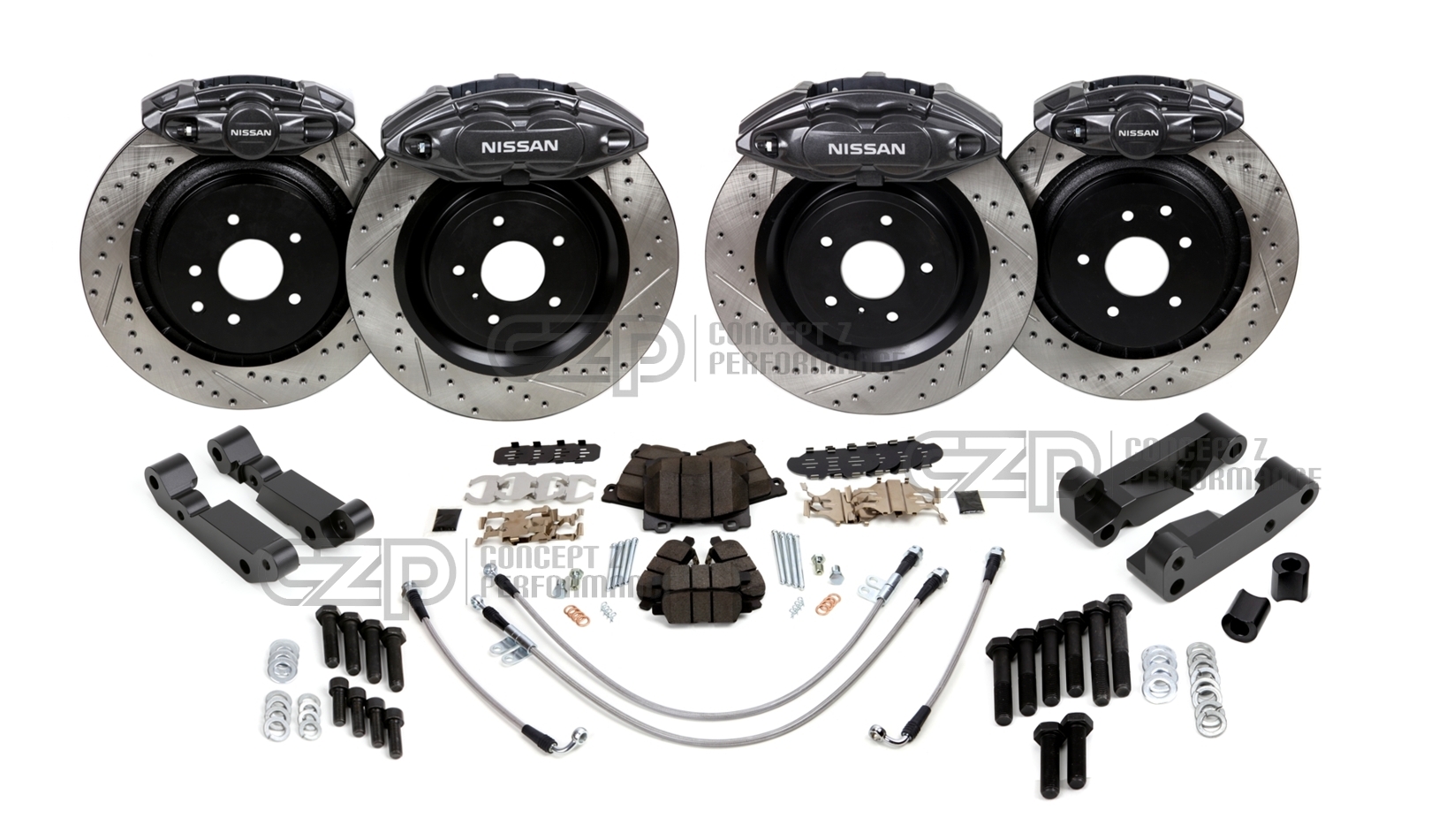 Akebono Nissan 240SX Front and Rear 14" Big Brake Upgrade Kit 89-98 S13 S14 S15