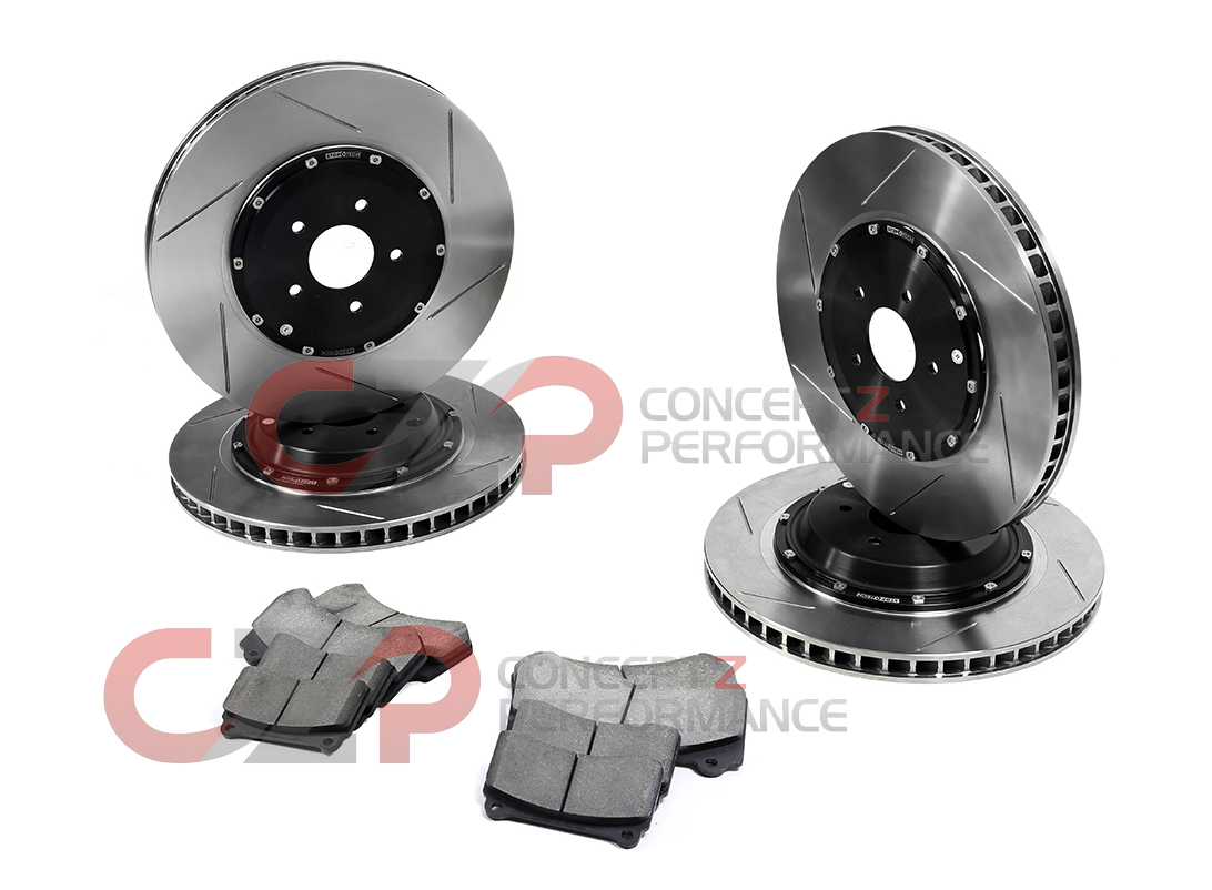 Stoptech Nissan GT-R Two-Piece Aero Rotor Zinc Plated Rotors w/ Stoptech Pads 09-11 R35