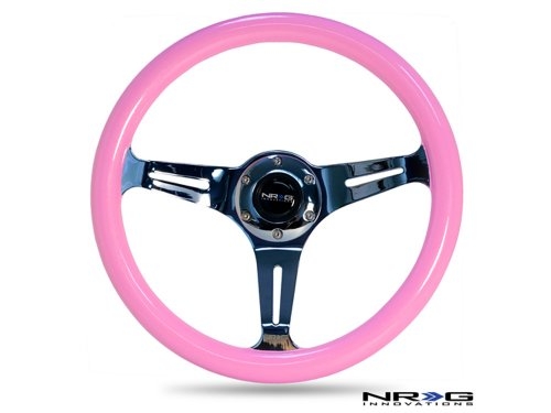 NRG ST-015CH-PK ST-015 Chrome & Pink Painted Wood Steering Wheel