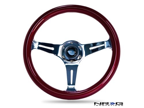 NRG ST-015CH-RD ST-015 Chrome & Red Painted Wood Steering Wheel