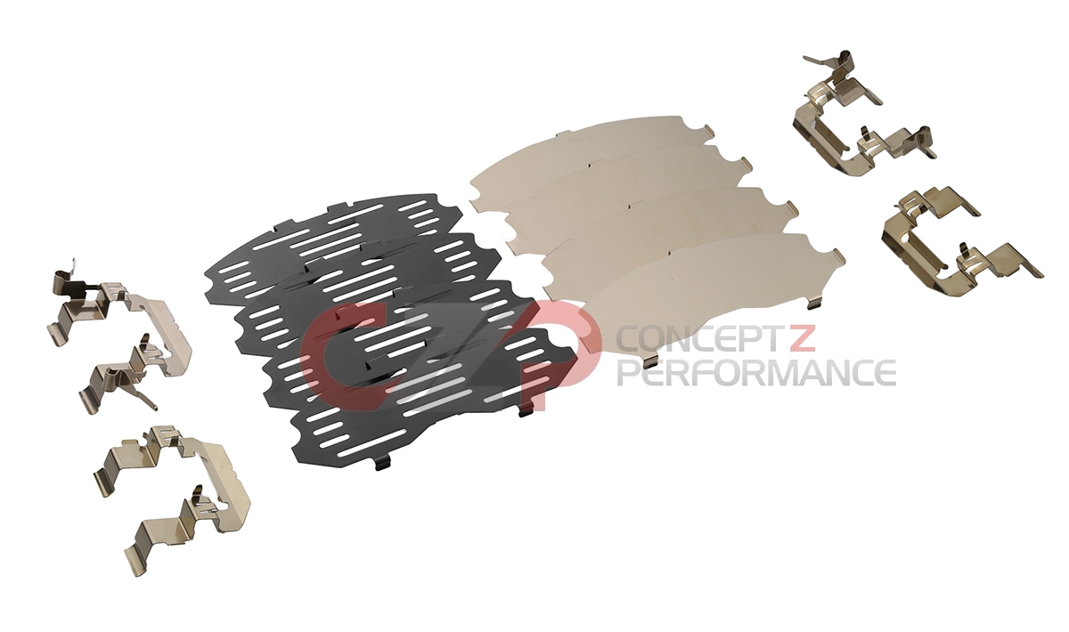 Nissan OEM Brake Pad Hardware Shim Kit w/ Standard Non-Sport Calipers, Front - Nissan 350Z 06+,  370Z / Infiniti G35, G37, Q40 Sedan