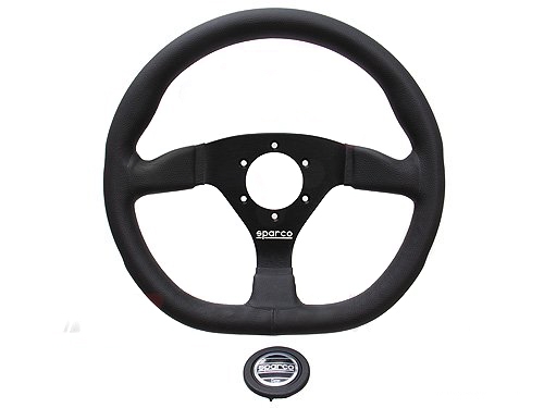 Sparco 015TRGL1TUV Ring Black Leather Steering Wheel 330mm