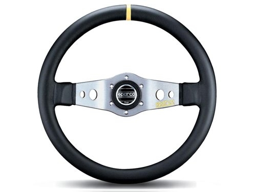 Sparco 015TSFL9 Safari Steering Wheel Black/Silver 350mm Leather