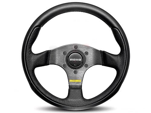 Momo Team Steering Wheel 280mm, Black Leather, Black Spokes