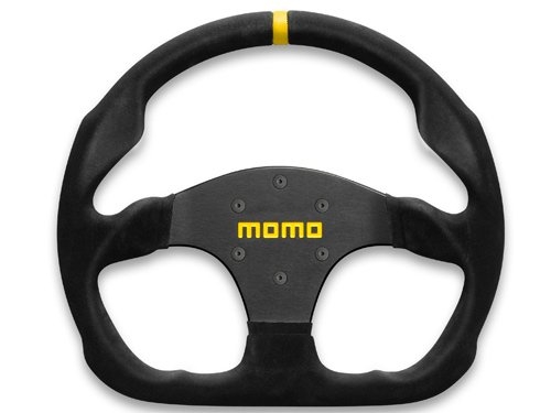 Momo MOD30 Steering Wheel 320MM, Black Suede, Black Spokes, Center Stripe