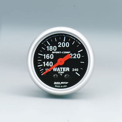 Autometer 3332 Sport-Comp Mechanical Water Temperature Gauge 120-240 Deg F - 52mm