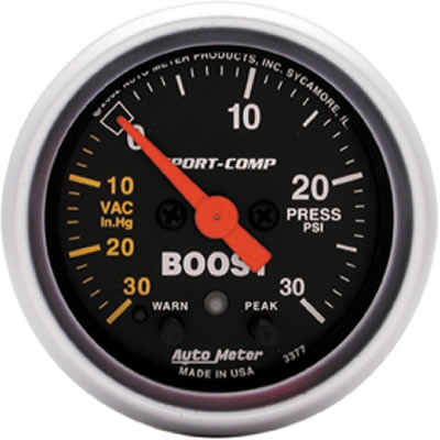 AutoMeter 3377 Sport-Comp  Electronic Boost Warning Gauge 30 PSI - 52mm