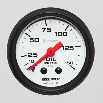 AutoMeter 5723 Phantom Mechanical Oil Pressure Gauge 150 PSI - 52mm