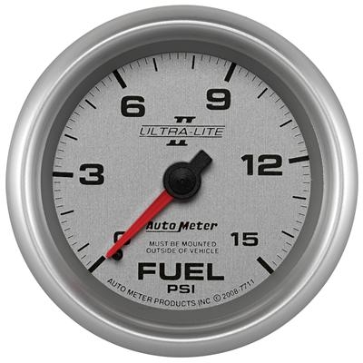 AutoMeter 7711 Ultra-Lite II Mechanical Fuel Pressure Gauge 15 PSI - 2 5/8"