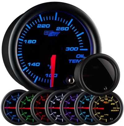 GlowShift GS-T707 Tinted 7 Color Oil Temperature Gauge - 52mm