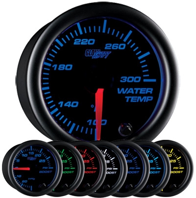 GlowShift GS-C706 Black 7 Color Water Temperature Gauge - 52mm