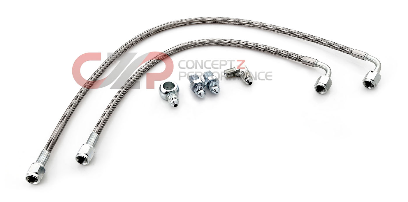 CZP Braided Stainless Steel Turbo Oil Feed Lines, Thrust Bearing Turbos - Nissan 300ZX 90-96 Z32