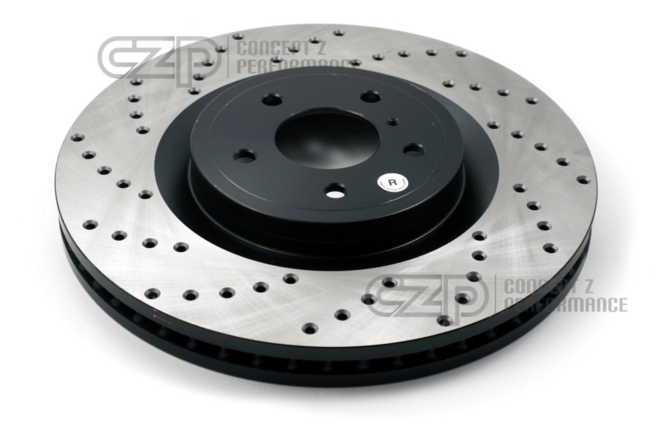 Stoptech Direct Replacement Rotors, Front Pair w/ Standard Non-Sport Calipers, Drilled - Nissan 350Z 03-05 Z33