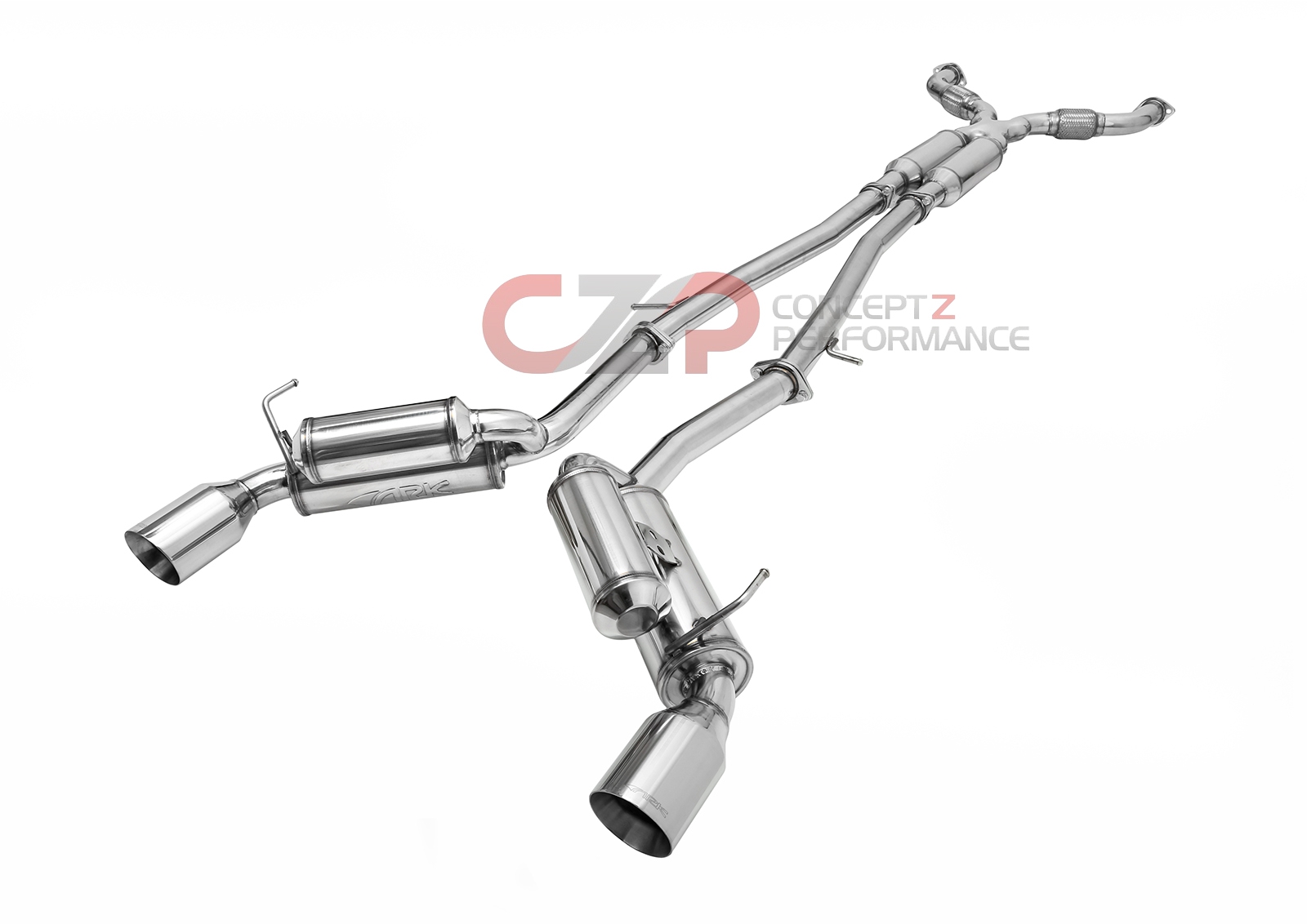ARK Performance 2.5" Pipe True Dual Stainless Steel Catback Exhaust System with Polished Tip, GRiP - Infiniti G37x Q60 Coupe AWD CV36
