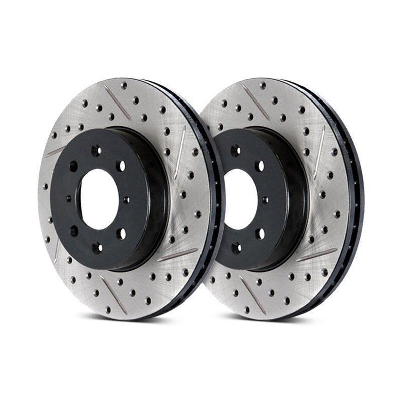 Stoptech Direct Replacement Rotors, Rear Pair for Sport Model Akebono Brakes - Infiniti FX50 M37 M56 Q50 Q60 Q70