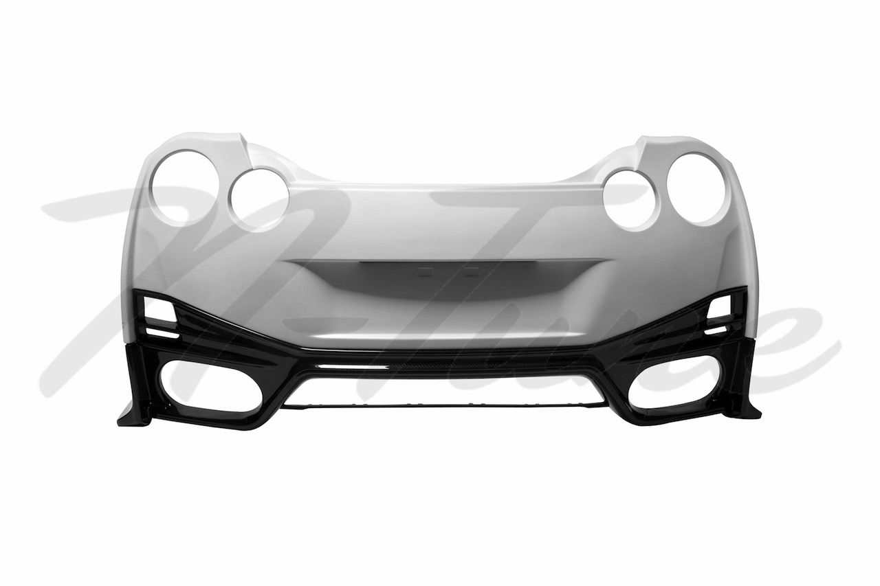 N-Tune FRP Rear Bumper Kit w/ Carbon Fiber  Rear Under Skirt, 2x2 Weave Gloss - Nissan Skyline GT-R 09+ R35