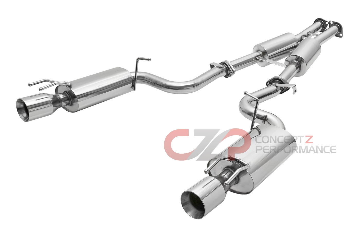 Top Speed Pro-1 Stainless Steel Catback Exhaust System w/ Dual Wall Beveled Tips - Nissan 300ZX 2-Seater Coupe Z32
