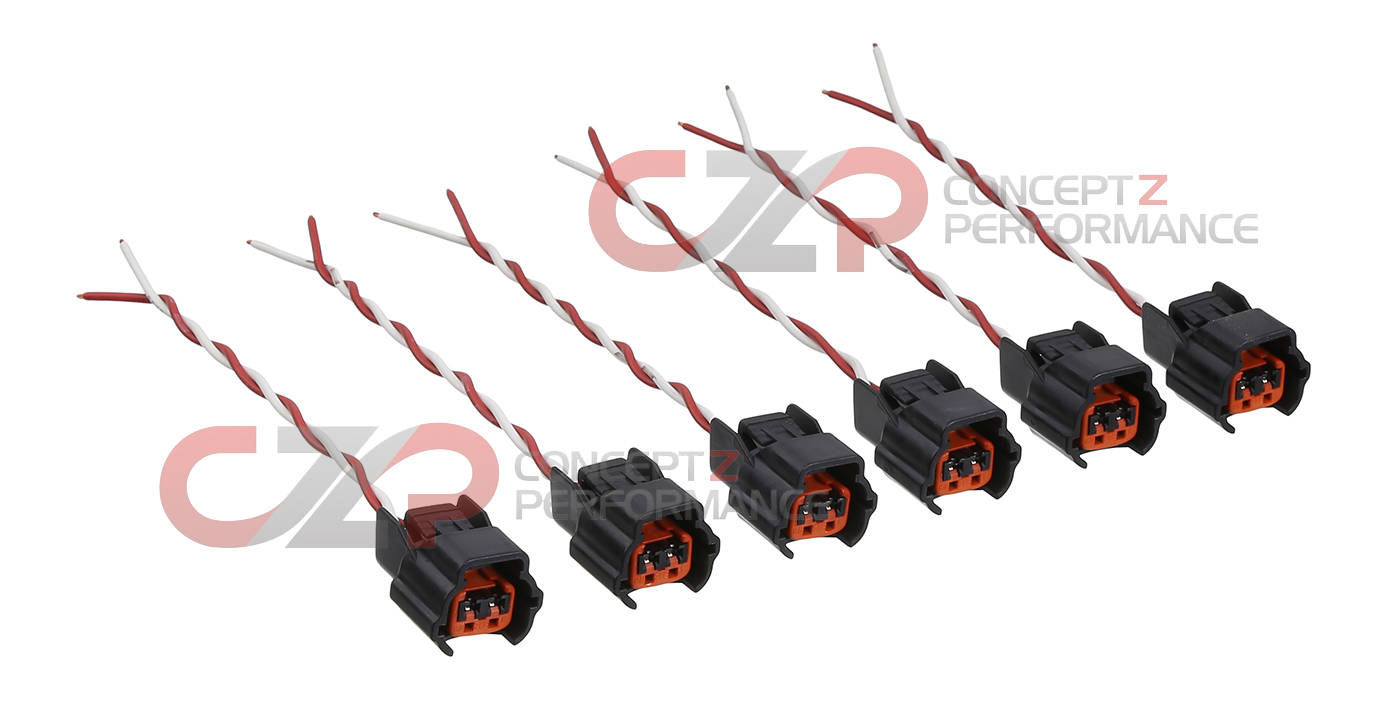 CZP Fuel Injector Connector w/ Pigtails, Newer/Later Style, Set of 6 - Nissan 240SX S13 S14 S15 / 300ZX Z32