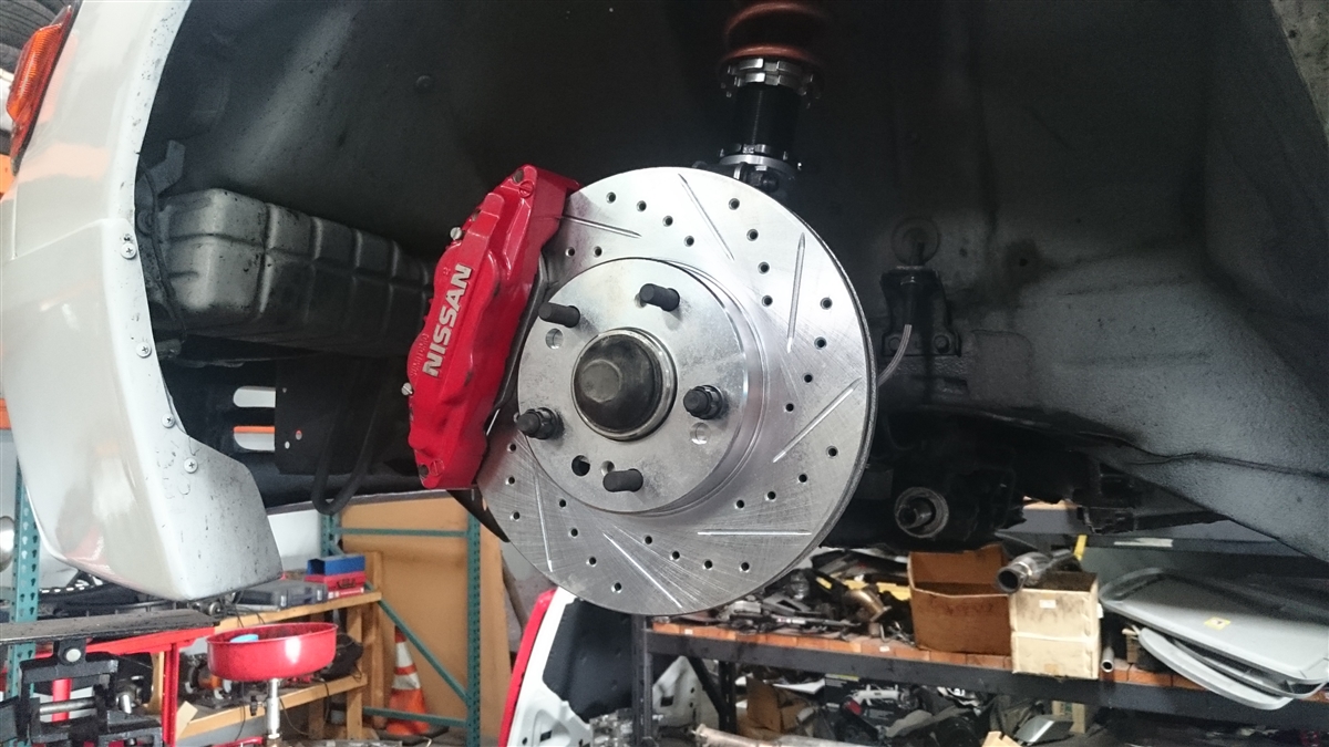 P2M Front Brake Rotor Pair, Drilled / Slotted, 30mm - Nissan 300ZX