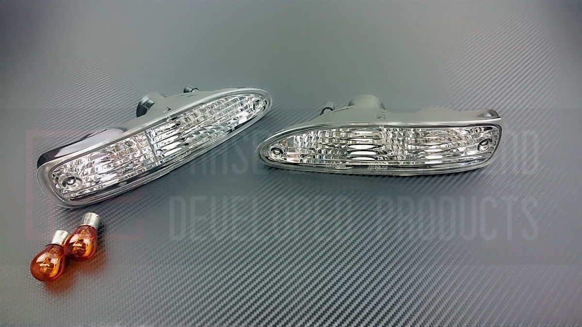P2M P2-N180FTS02-JY Front Clear Side Markers, Chuki Tear Drop Style - Nissan 240SX 91-94