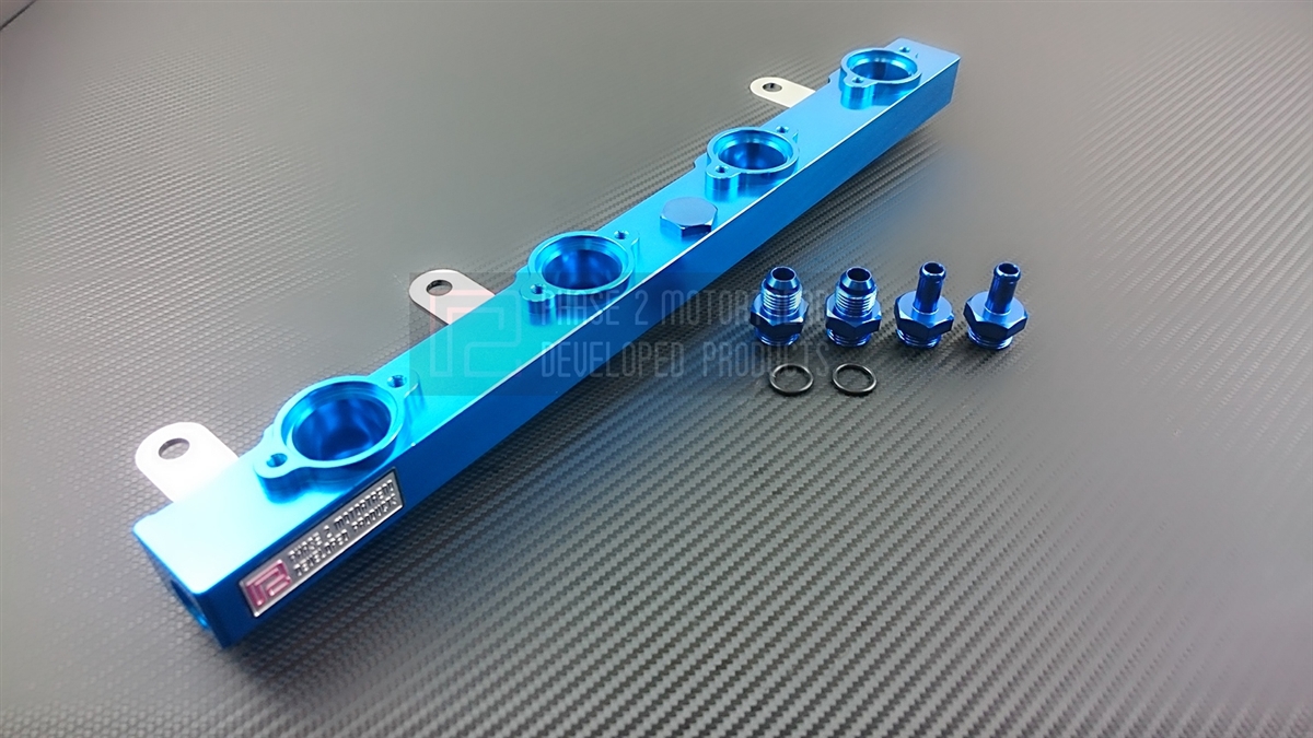 P2M P2-FRKSNS13-WSK Fuel Rail Kit for Stock Type Injectors, Anodized Blue - Nissan 240SX S13 SR20DET