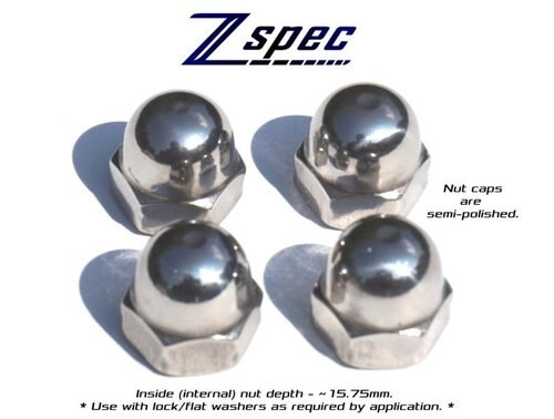 ZSpec Design Semi-Polished SS Acorn Nuts, M10 x 1.25 Thread Pitch - Universal