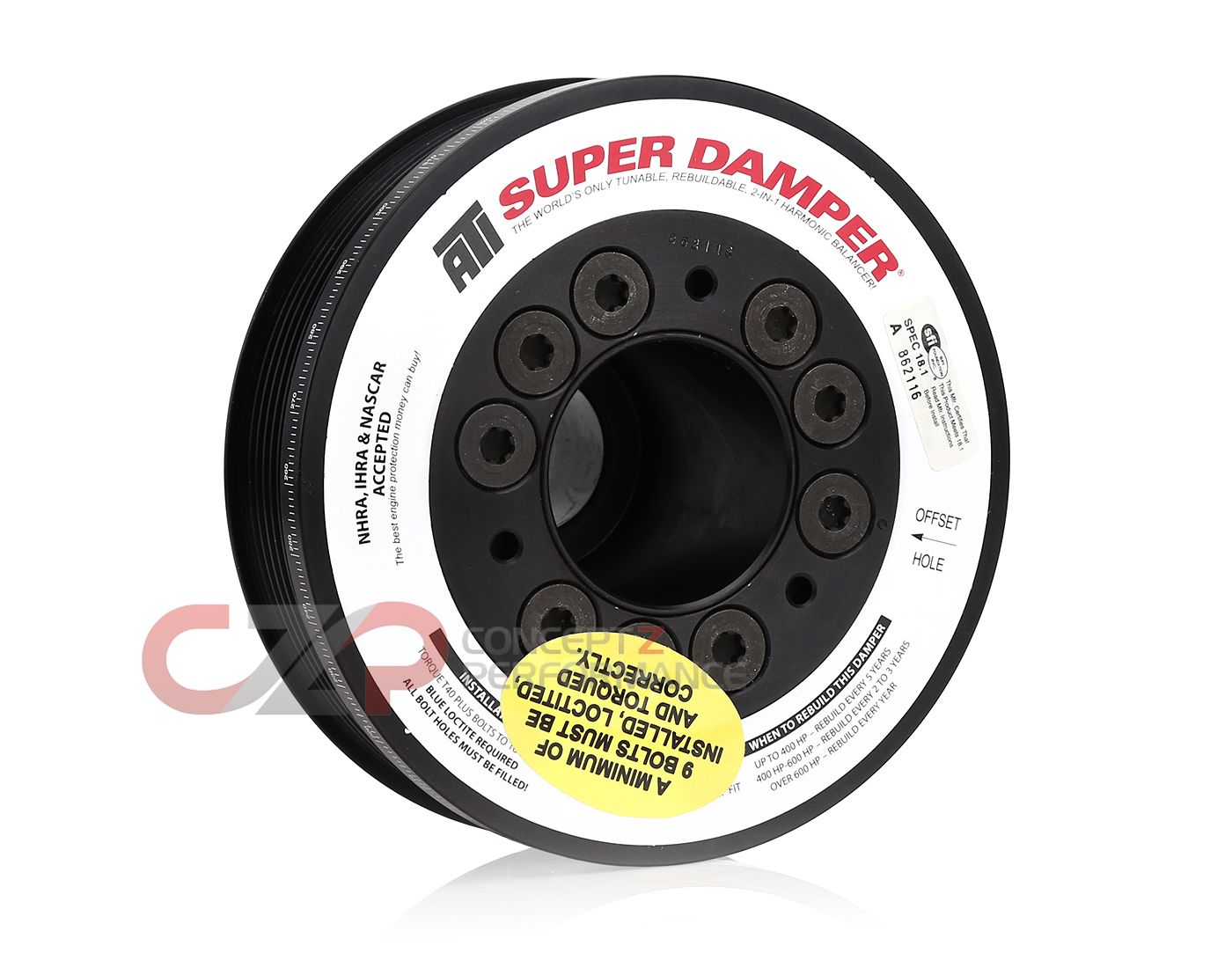ATI Super Damper Street Crank Pulley, Stock Size 5.5", VQ35HR VQ37VHR - Nissan 350Z  370Z / Infiniti G37 Q50 Q60