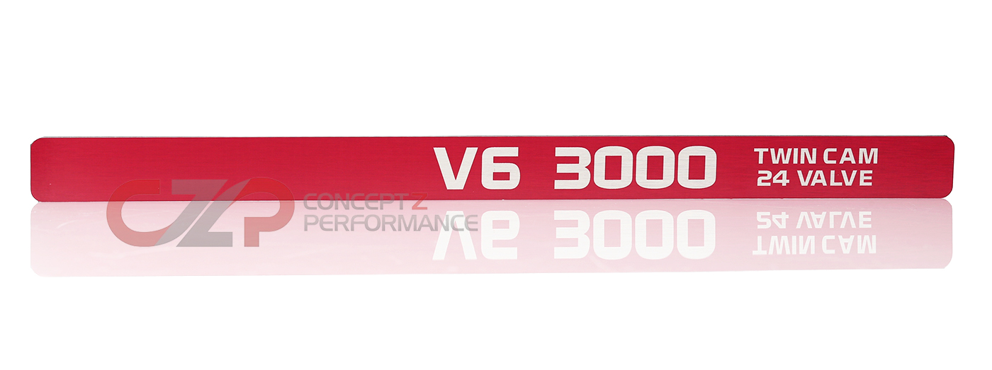Dewla Dezign Throttle Cable Cover Emblem Strip,  "V6 3000 Twin Cam 24 Valve" Red - Nissan 300ZX 90-96 Z32