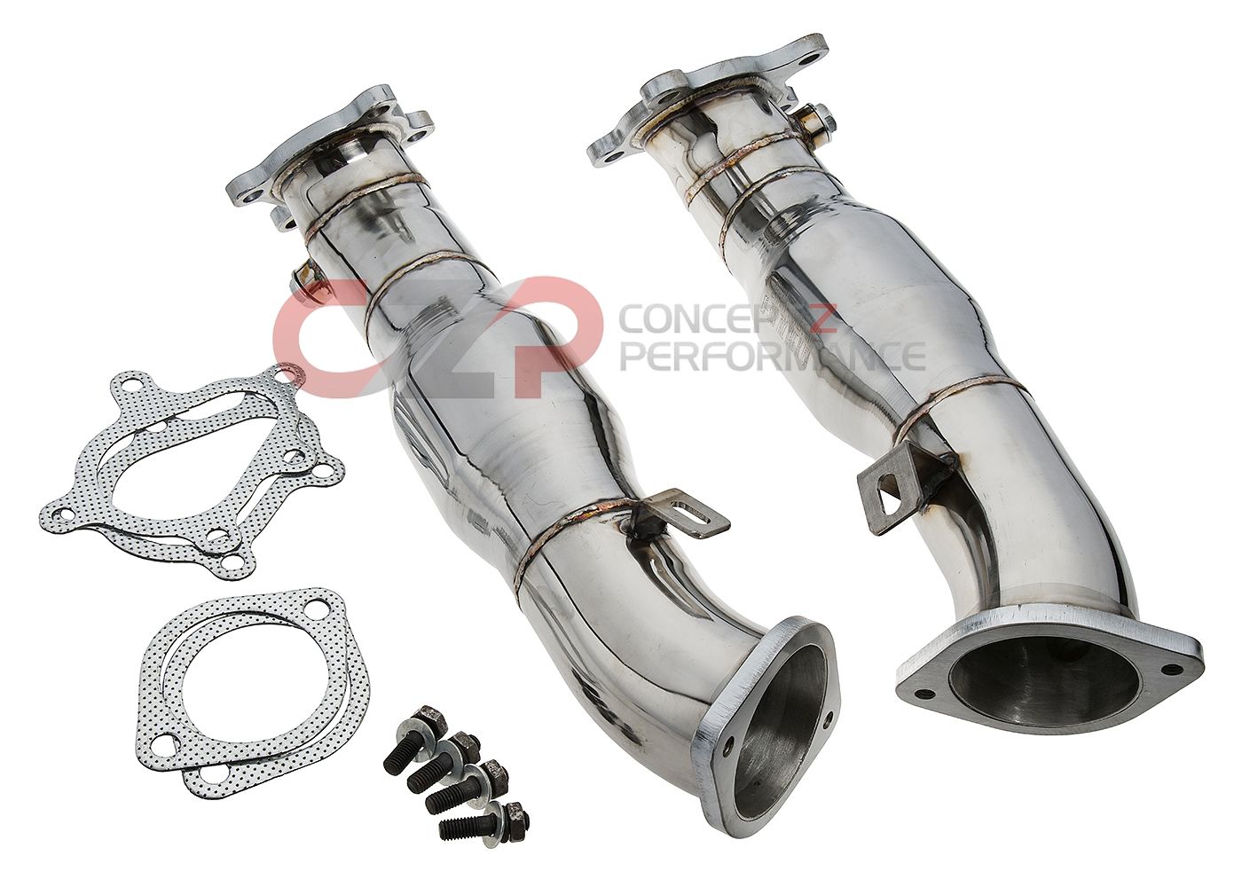 Top Speed Pro-1 Stainless Steel 76mm 3" Turbo Downpipes, Resonated - Nissan GT-R 09+ R35