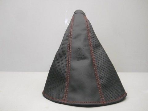 Nardi-Personal Gaiter Hand Brake Boot, Perforated & Plain Leather w/ Red Stitching