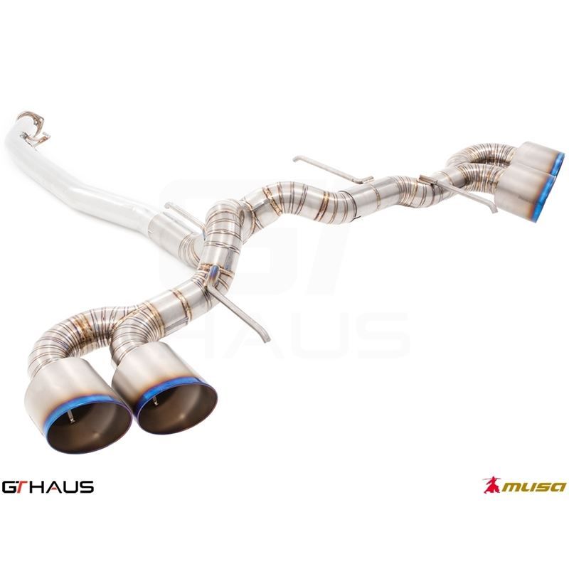 GTHAUS Musa GT Round Split Racing Titanium Dual Side Exhaust System, 4x130mm - Nissan Skyline GT-R R35 Final Edition