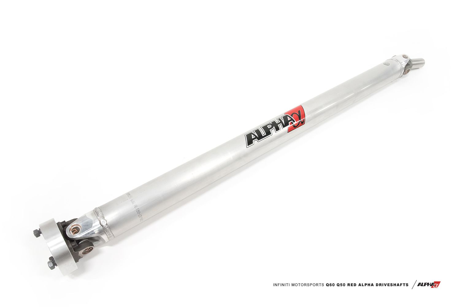 AMS Performance Red Alpha AWD 1-Piece 3.5" Driveshafts by DriveShaft Shop - Infiniti Q50 / Q60 3.0t Silver / Red Sport