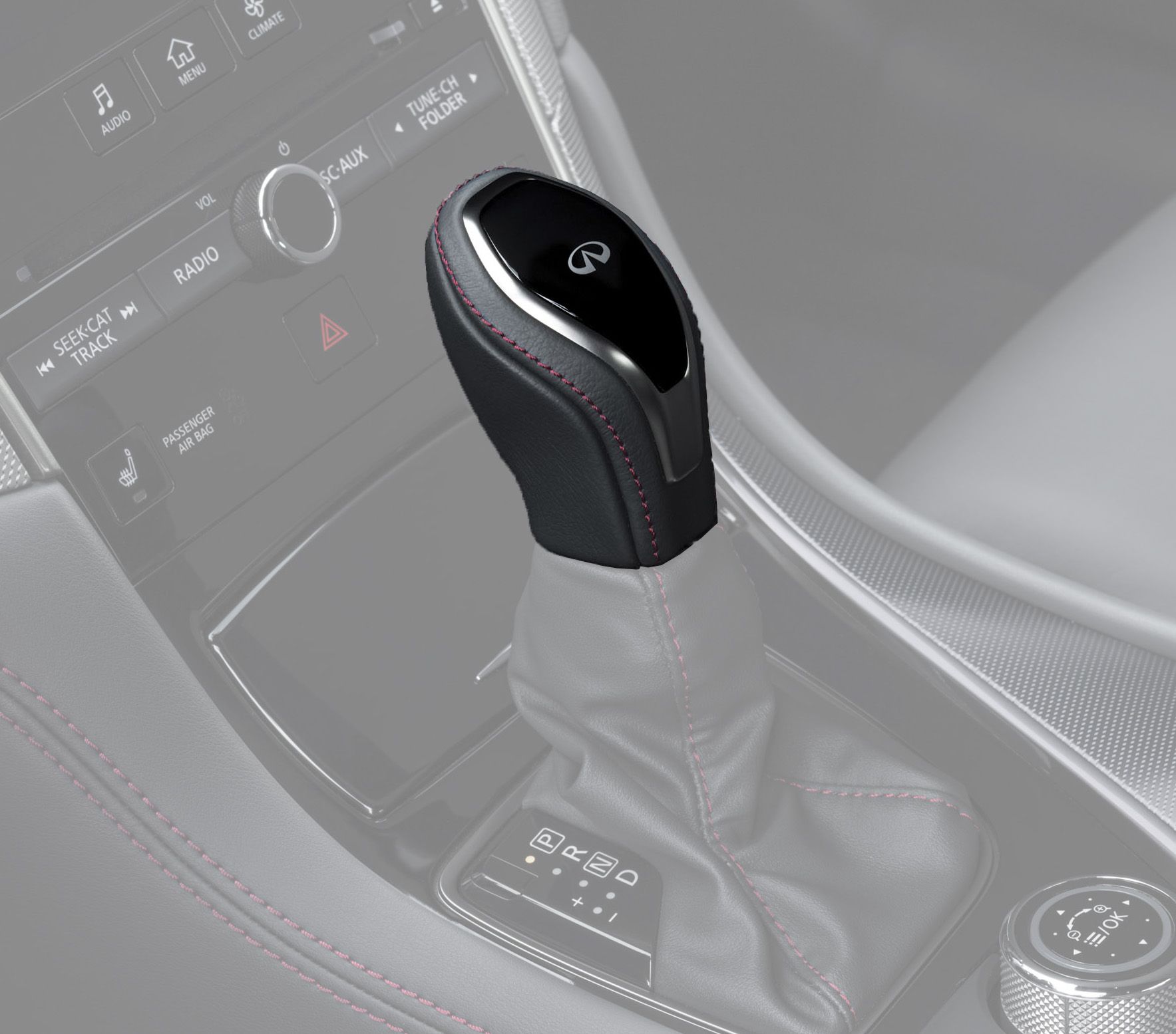 Guarnição de cabeça de botão de mudança de engrenagem de carro fibra de  carbono real para Infiniti Q50 Q60 14-20 