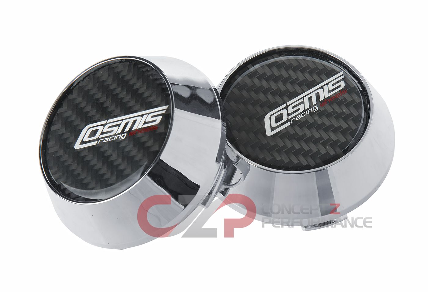 Cosmis Racing Wheel Center Cap Pair (Set of 2), Carbon Fiber