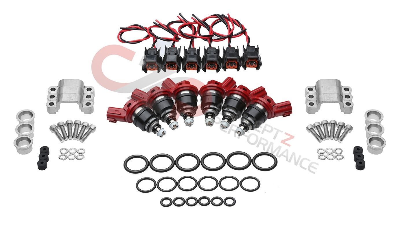 AUS Later Style Injectors 740cc / 750cc Set w/ Optional Adapter Kit for 90-94TT - Nissan 300ZX Z32