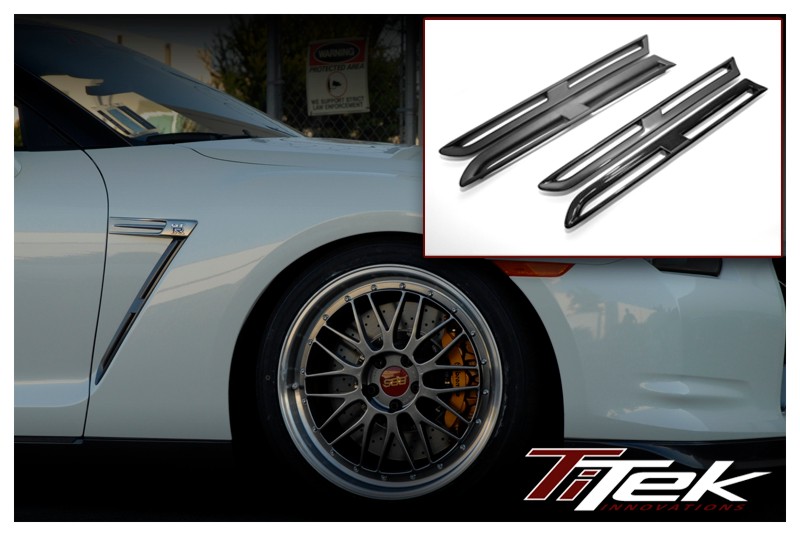 Titek TIT-R35-1003D Carbon Fiber Fender Grille Inserts - Matte, Nissan GT-R R35