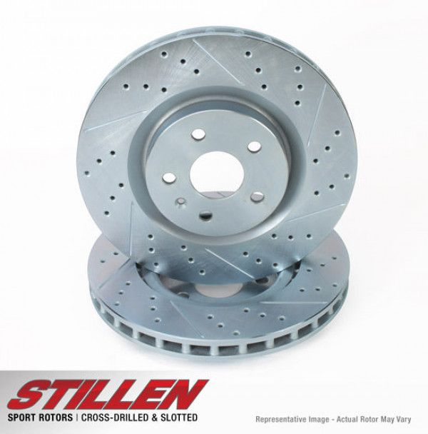Stillen Rear Cross Drilled & Slotted 1-Piece Sport Rotors Set, Sport Brakes (Akebono Calipers) - Infiniti Q60 CV37, Q50 V37