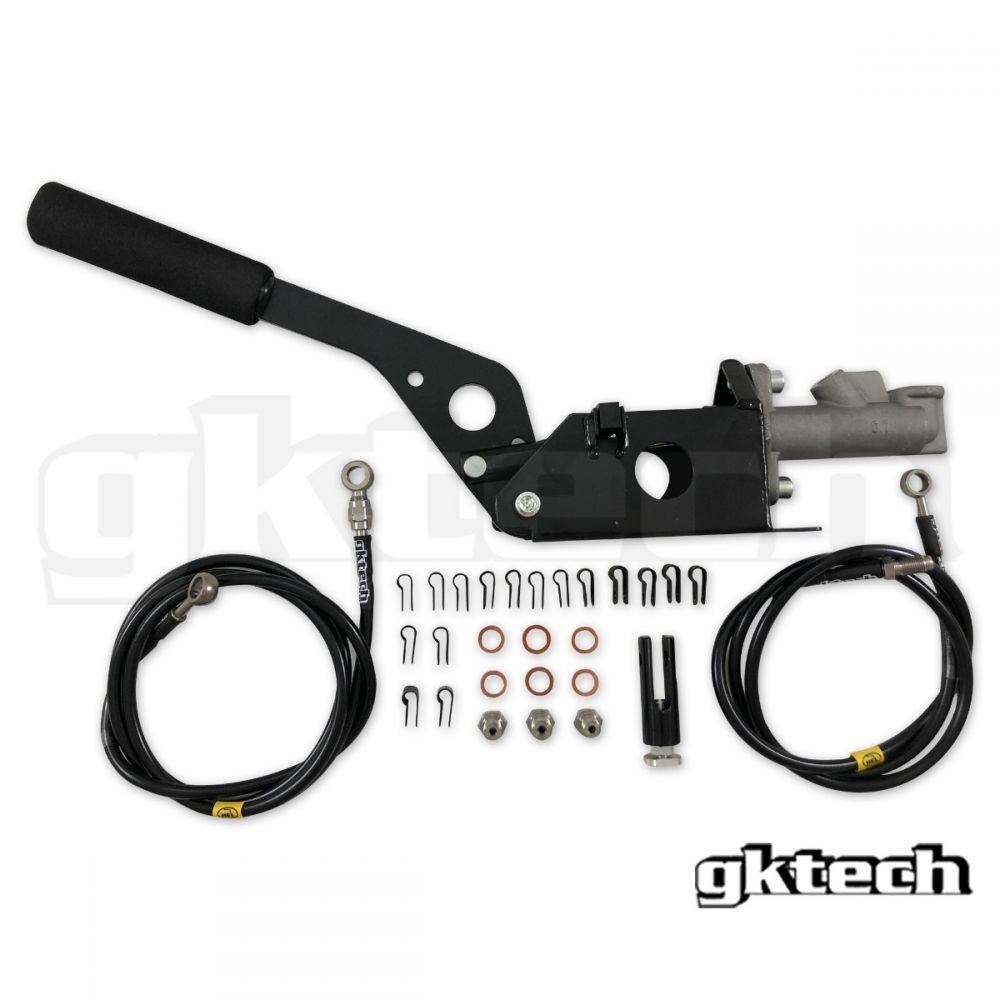GKTech Budget Hydraulic E-Brake Assembly and In-Line Braided Line Kit - Nissan Skyline R32 R33 R34, 240SX S13 S14 S15