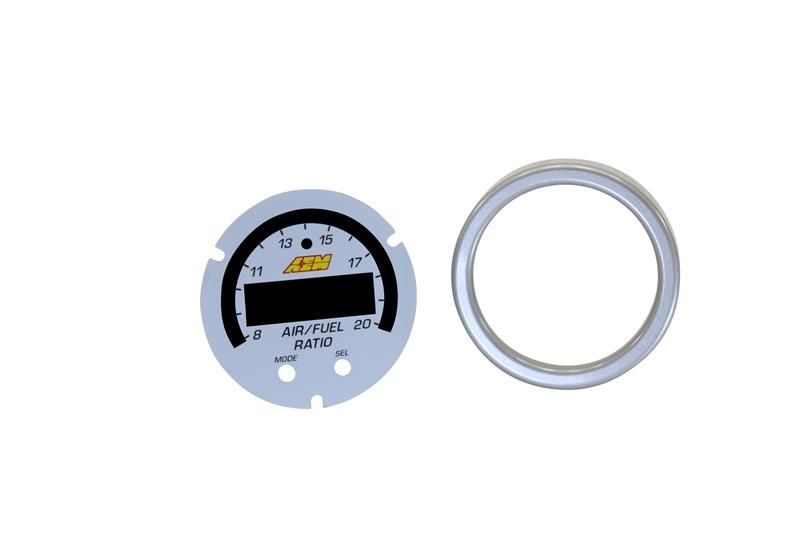 AEM X-Series Wideband UEGO AFR Sensor Controller Gauge Accessory Kit. Includes Silver Bezel & White AFR/Lambda Faceplate