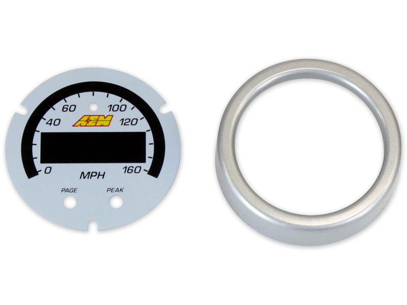 AEM X-Series GPS Speedometer Gauge 0~160mph / 0~240kph Accessory Kit. Silver Bezel & White Faceplate