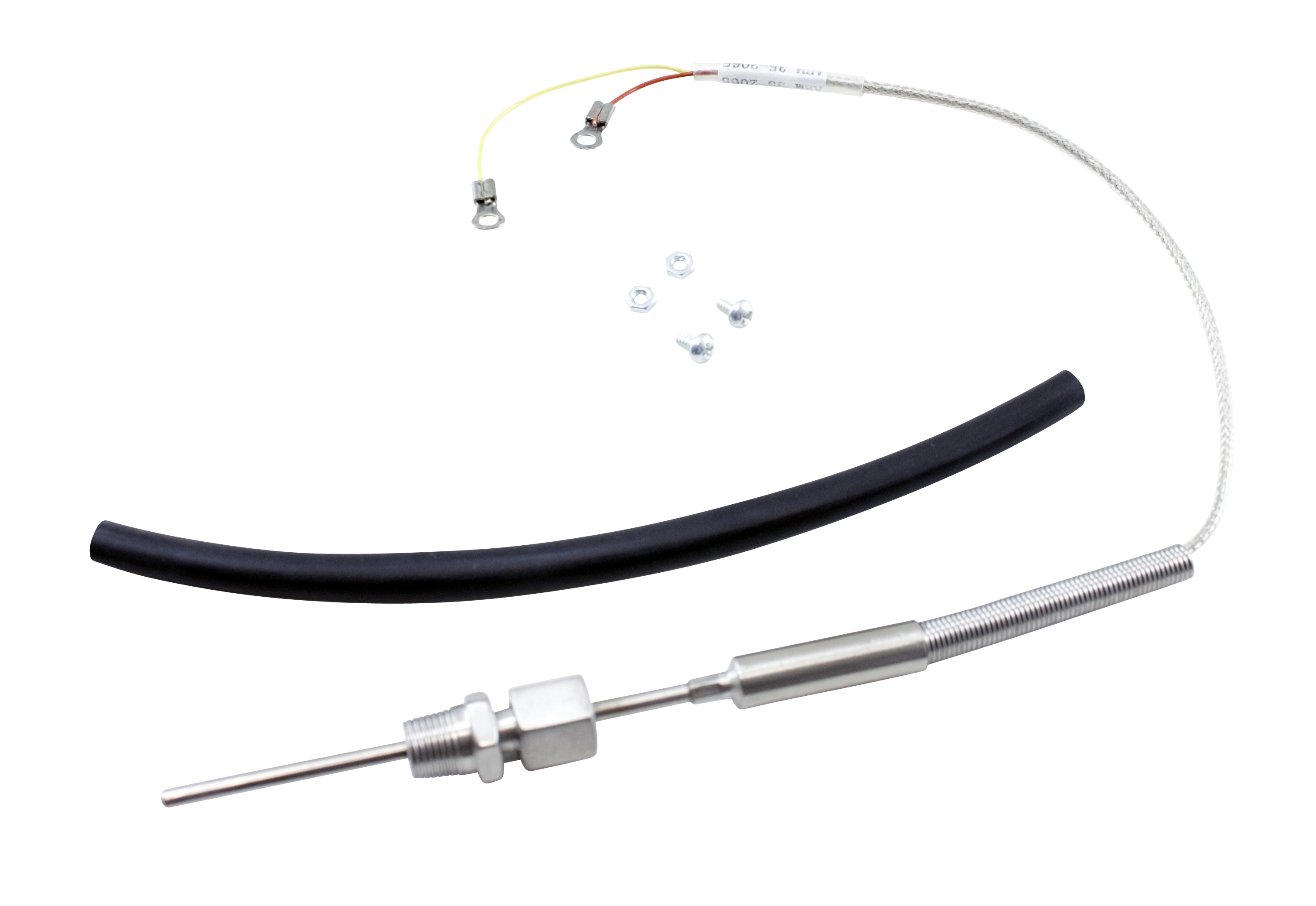 AEM K-Type Closed Tip Thermocouple Sensor Kit. Inconel Sheath. 1/8" NPT Compression Fitting. Includes: K-Type Closed Thermocouple Sensor, 1/8" Compression Fitting & Ring Terminal Harness