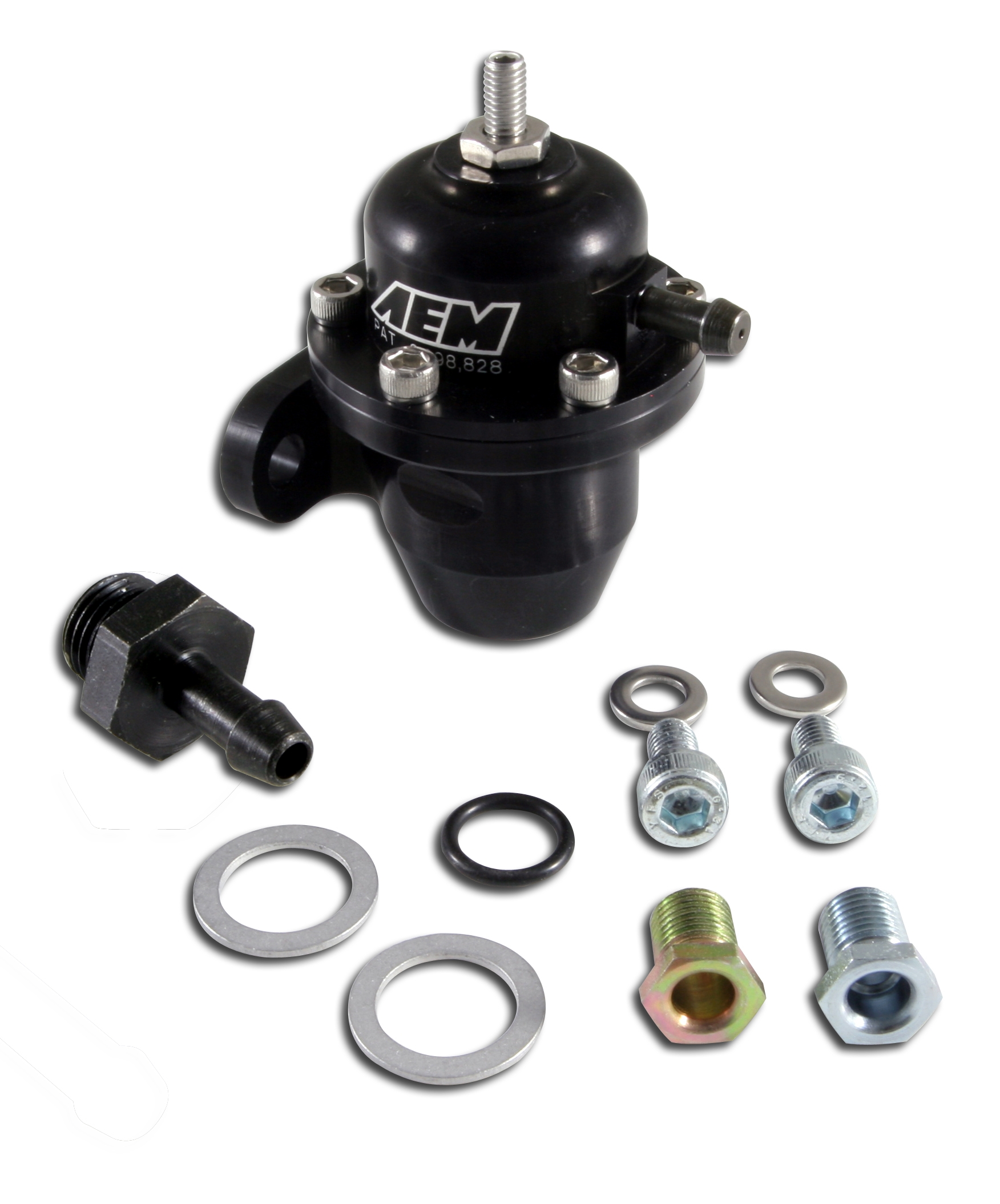 AEM Adjustable Fuel Pressure Regulator. Black. Acura & Honda Inline Flange with Straight Return Line Fitting