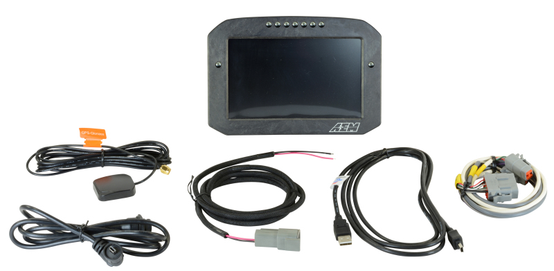 AEM Digital Dash Display, CD-7LG logging, GPS enabled racing dash, CAN input only, 7-inch diagonal screen, carbon fiber enclosure, GPS antenna and wiring harness included  (Does NOT Include Vehicle Dynamics Module), Does Not Include Buttons (See PN 30-361